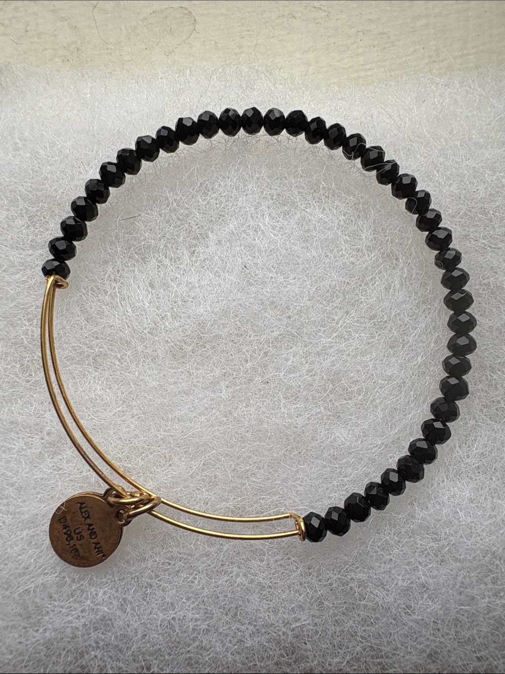 Alex and ani Black Beaded Expandable Bracelet with Gold Accents